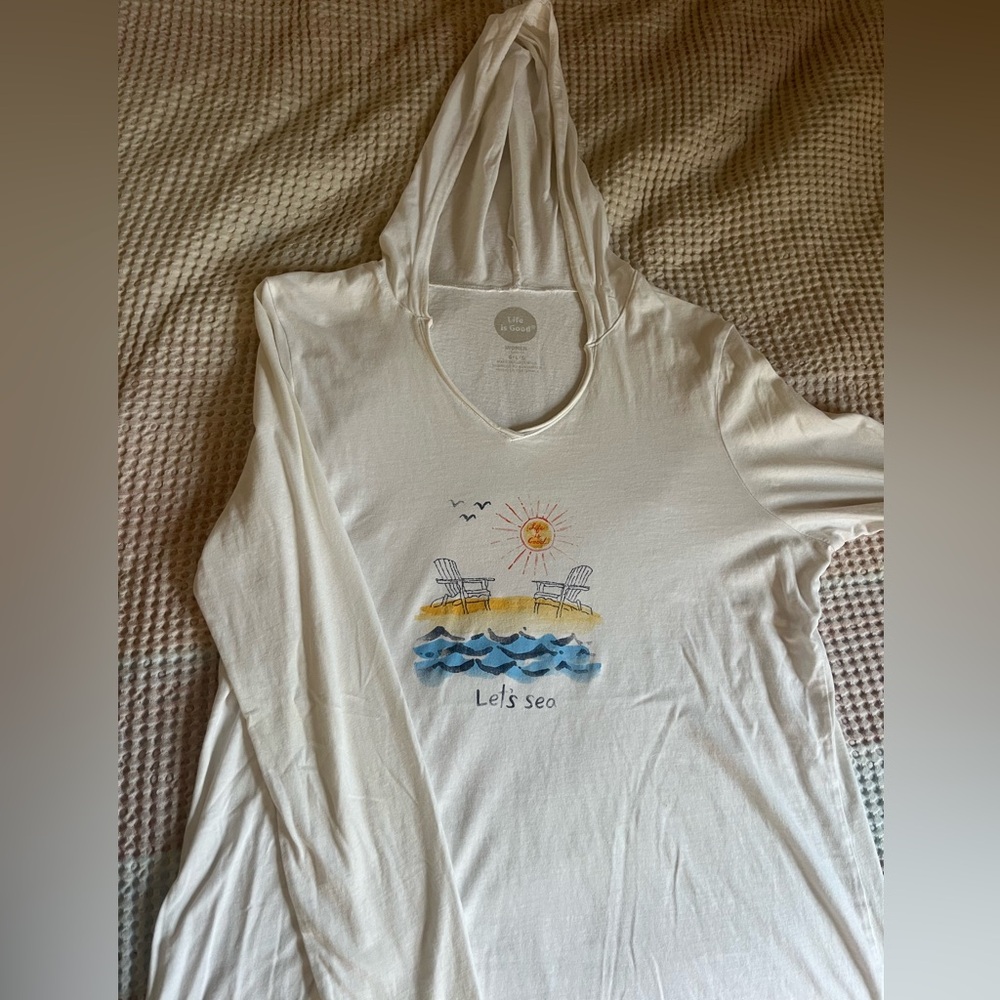 Life is Good Long Sleeve Hooded T Shirt